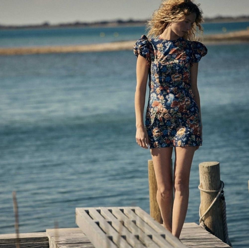 Doen Lyric Dress Indigo Iris Floral size S NWT